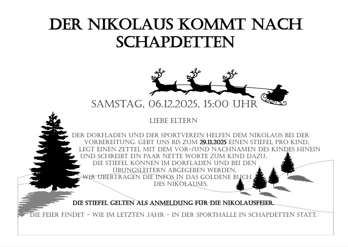 Einladung zur Nikolausfeier am 05.12.2025