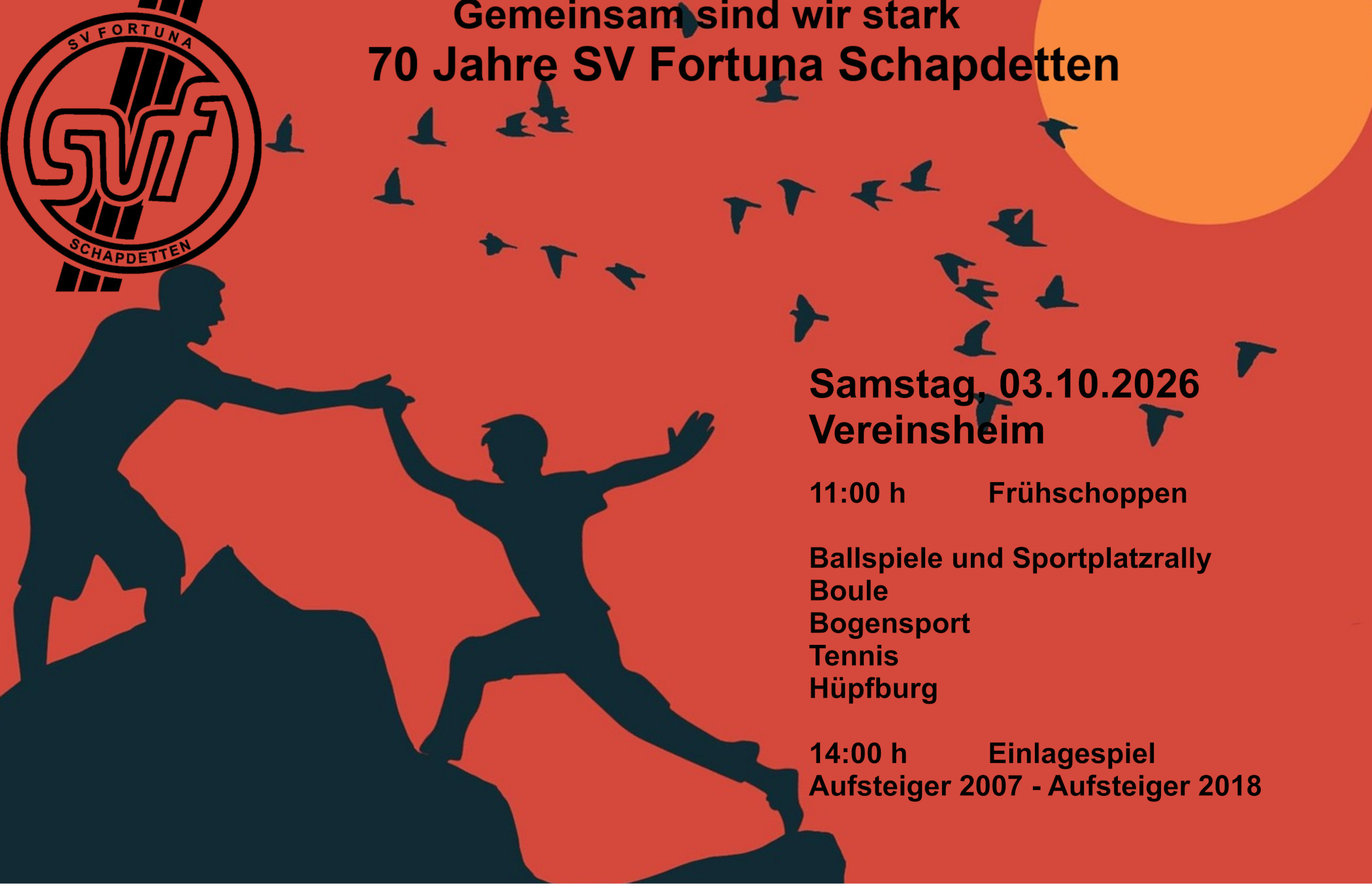 Einladung 70 Jahre SVF am 03.10.2026